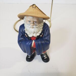 Vintage 90s Santa Around the World Porcelain China Christmas Ornament